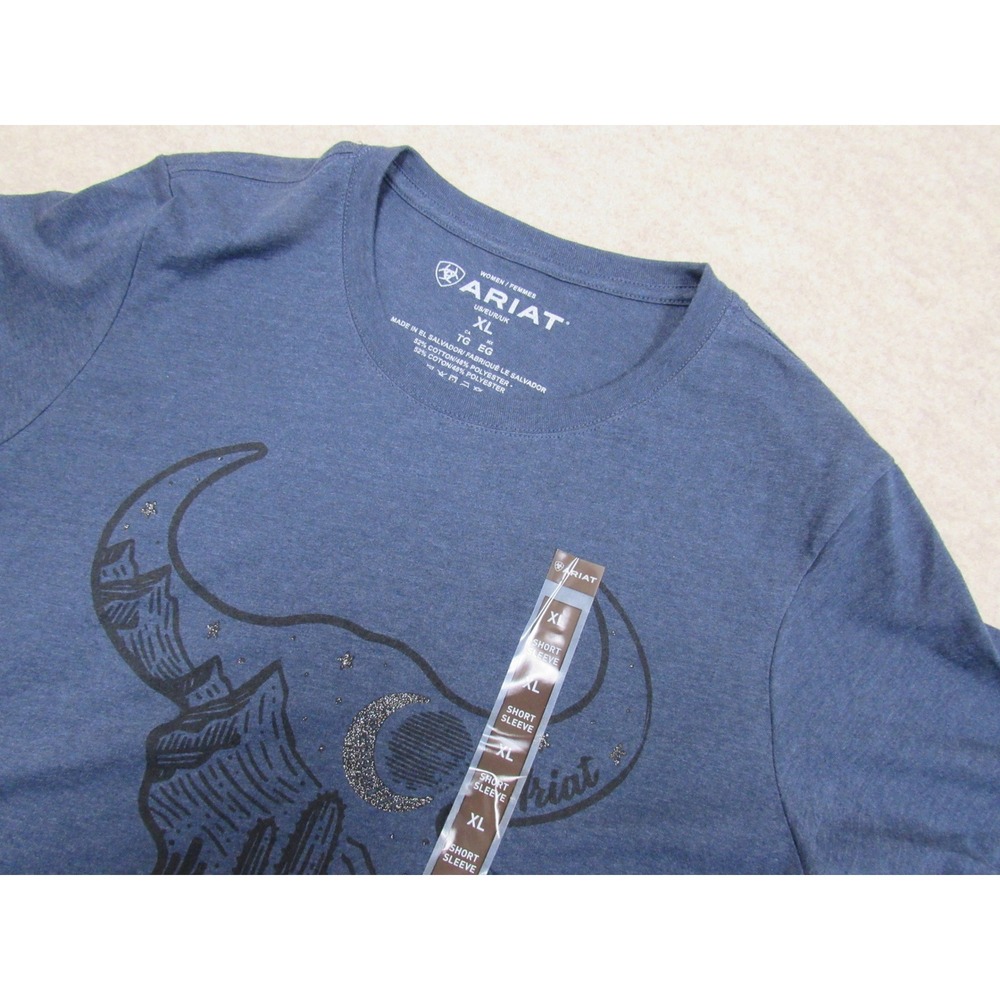 Ariat Bull Night Sky SS Tshirt Navy Heather Graphic Tee XL New 10063795